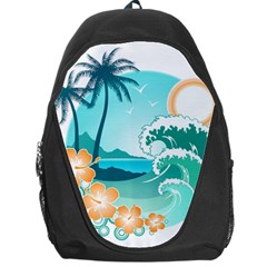 Paradise Heaven Holiday Beach Orange Ocean Backpack Bag by Jancukart