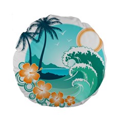 Paradise Heaven Holiday Beach Orange Ocean Standard 15  Premium Round Cushions by Jancukart