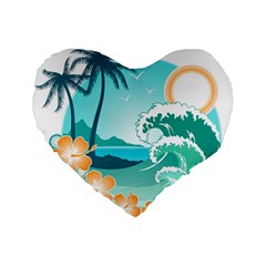 Paradise Heaven Holiday Beach Orange Ocean Standard 16  Premium Heart Shape Cushions by Jancukart