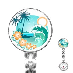 Paradise Heaven Holiday Beach Orange Ocean Stainless Steel Nurses Watch by Jancukart