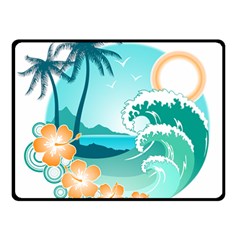 Paradise Heaven Holiday Beach Orange Ocean Double Sided Fleece Blanket (small) 