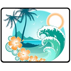 Paradise Heaven Holiday Beach Orange Ocean Double Sided Fleece Blanket (medium) 