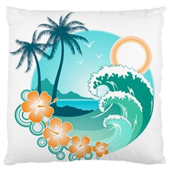 Paradise Heaven Holiday Beach Orange Ocean Large Flano Cushion Case (one Side)