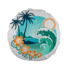 Paradise Heaven Holiday Beach Orange Ocean Standard 15  Premium Flano Round Cushions by Jancukart