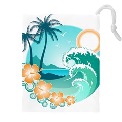 Paradise Heaven Holiday Beach Orange Ocean Drawstring Pouch (5xl)