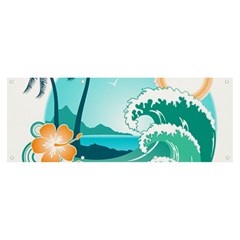 Paradise Heaven Holiday Beach Orange Ocean Banner And Sign 8  X 3  by Jancukart