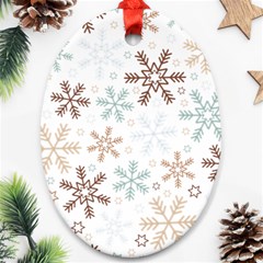 Christmas Background With Snowflake And Star Seamless Pattern Ornament (oval) by Jancukart