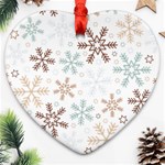 Christmas Background With Snowflake And Star Seamless Pattern Ornament (Heart) Front