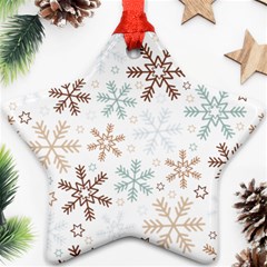 Christmas Background With Snowflake And Star Seamless Pattern Ornament (star)