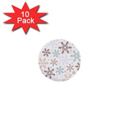 Christmas Background With Snowflake And Star Seamless Pattern 1  Mini Buttons (10 Pack)  by Jancukart