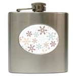 Christmas Background With Snowflake And Star Seamless Pattern Hip Flask (6 oz) Front