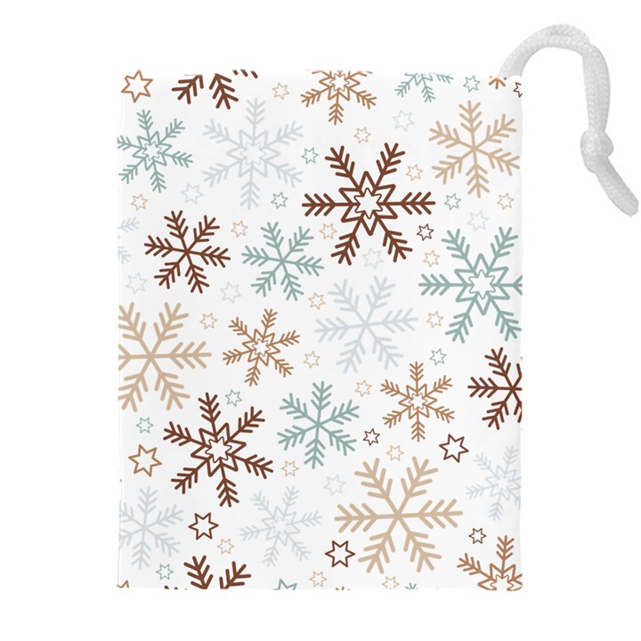 Christmas Background With Snowflake And Star Seamless Pattern Drawstring Pouch (4XL)