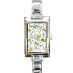 Hamburger With Fruits Seamless Pattern Rectangle Italian Charm Watch