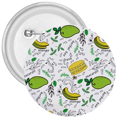 Hamburger With Fruits Seamless Pattern 3  Buttons