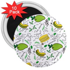 Hamburger With Fruits Seamless Pattern 3  Magnets (10 Pack) 