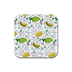 Hamburger With Fruits Seamless Pattern Rubber Square Coaster (4 Pack) by Jancukart