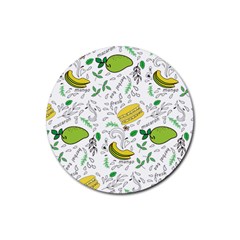 Hamburger With Fruits Seamless Pattern Rubber Coaster (round)