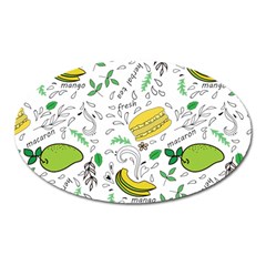 Hamburger With Fruits Seamless Pattern Oval Magnet