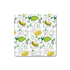 Hamburger With Fruits Seamless Pattern Square Magnet