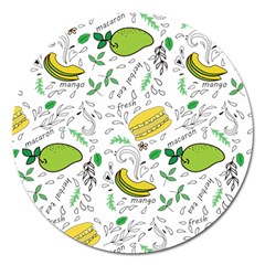 Hamburger With Fruits Seamless Pattern Magnet 5  (round)