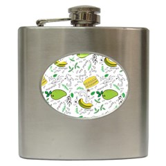 Hamburger With Fruits Seamless Pattern Hip Flask (6 Oz)