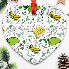 Hamburger With Fruits Seamless Pattern Heart Ornament (two Sides)