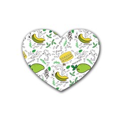 Hamburger With Fruits Seamless Pattern Rubber Coaster (heart) by Jancukart