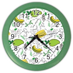 Hamburger With Fruits Seamless Pattern Color Wall Clock