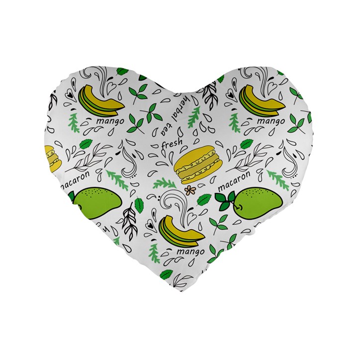 Hamburger With Fruits Seamless Pattern Standard 16  Premium Flano Heart Shape Cushions