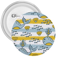 Cartoon Whale Seamless Background 3  Buttons by Jancukart