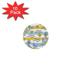 Cartoon Whale Seamless Background 1  Mini Buttons (10 Pack) 