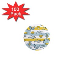 Cartoon Whale Seamless Background 1  Mini Magnets (100 Pack) 