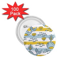 Cartoon Whale Seamless Background 1 75  Buttons (100 Pack) 