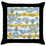 Cartoon Whale Seamless Background Throw Pillow Case (Black) Front