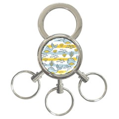 Cartoon Whale Seamless Background 3-ring Key Chain