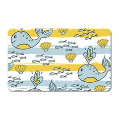 Cartoon Whale Seamless Background Magnet (rectangular) by Jancukart