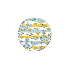 Cartoon Whale Seamless Background Golf Ball Marker (10 Pack)