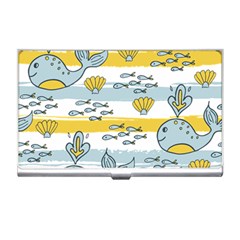 Cartoon Whale Seamless Background Business Card Holder