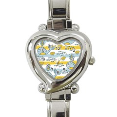 Cartoon Whale Seamless Background Heart Italian Charm Watch