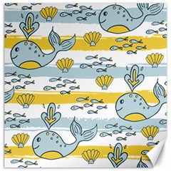 Cartoon Whale Seamless Background Canvas 12  X 12 