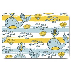 Cartoon Whale Seamless Background Large Doormat