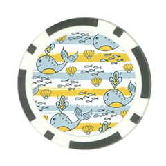 Cartoon Whale Seamless Background Poker Chip Card Guard