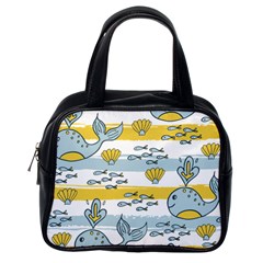 Cartoon Whale Seamless Background Classic Handbag (one Side)