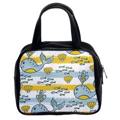 Cartoon Whale Seamless Background Classic Handbag (two Sides)