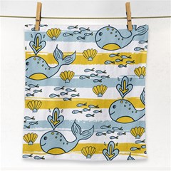 Cartoon Whale Seamless Background Face Towel