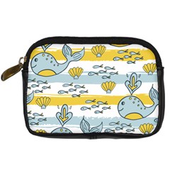 Cartoon Whale Seamless Background Digital Camera Leather Case