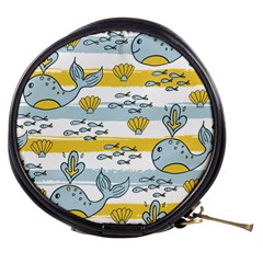 Cartoon Whale Seamless Background Mini Makeup Bag