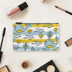 Cartoon Whale Seamless Background Cosmetic Bag (small)