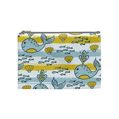 Cartoon Whale Seamless Background Cosmetic Bag (medium)