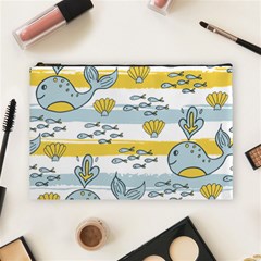 Cartoon Whale Seamless Background Cosmetic Bag (large)